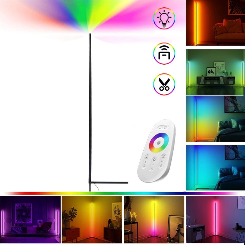 Šarene 3000k Zatamnjene Rgb Daljinske Led Podne Svjetiljke Crno-bijela Moderna Podna Svjetiljka