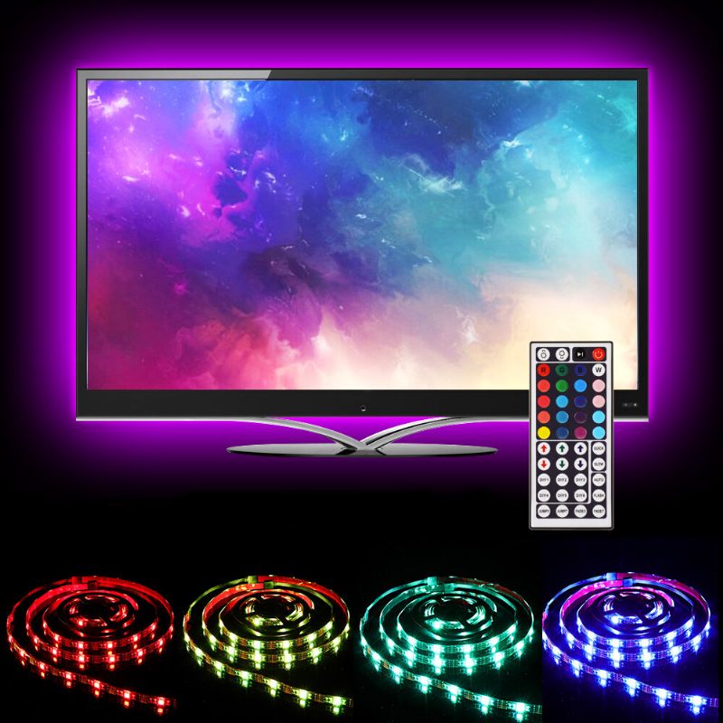 Solmore 2*40cm+2*60cm Usb Led Tv Pozadinsko Osvjetljenje Komplet Traka Za Svjetlo Rgb Lampa Za Monitor + 44 Tipke Daljinski Upravljač Dc5v