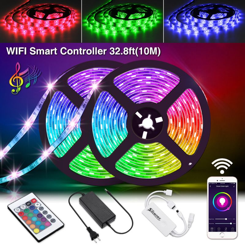 Solmore 2*5m Led Trake Wifi Bežični Pametni Telefon App Control 300 Led Traka Svjetlo Vodootporno Ip65 Fleksibilne Rgb S 24 Gumba Božićni Ukrasi Razmak Božićna Svjetla