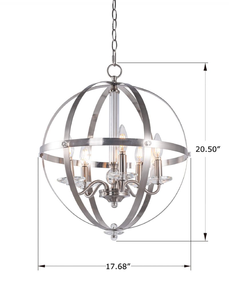 Usa Direct 5-light Candle Style Globe Luster Industrial Rustic Indoor Visilica Bez Žarulja