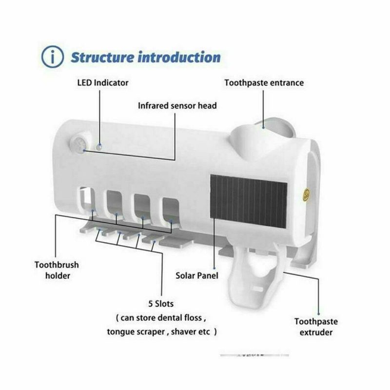 2 U 1 Solarno Uv Svjetlo Ultraljubičasto Inteligentni Držač Četkice Za Zube Sterilizator Set Za