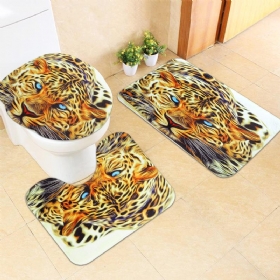 3pcs Leopard Panttern Kućna Kupaonica Protuklizna Podloga Za Tepih Navlake Za Wc Sjedala Set Prostirki