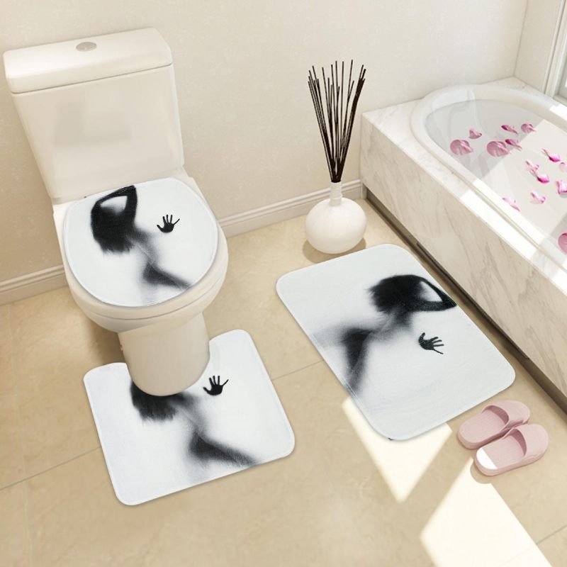 3pcs/set Kupaonski Prostirke Ženski Shadow Protuklizni Tepih Tuš Wc Podna Prostirka