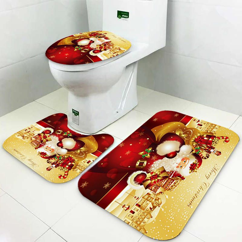 Djed Božićnjak Vodootporne Navlake Za Wc Školjke Prostirke Neklizajuće Set Prostirki Za Kupaonicu Print Home Decor