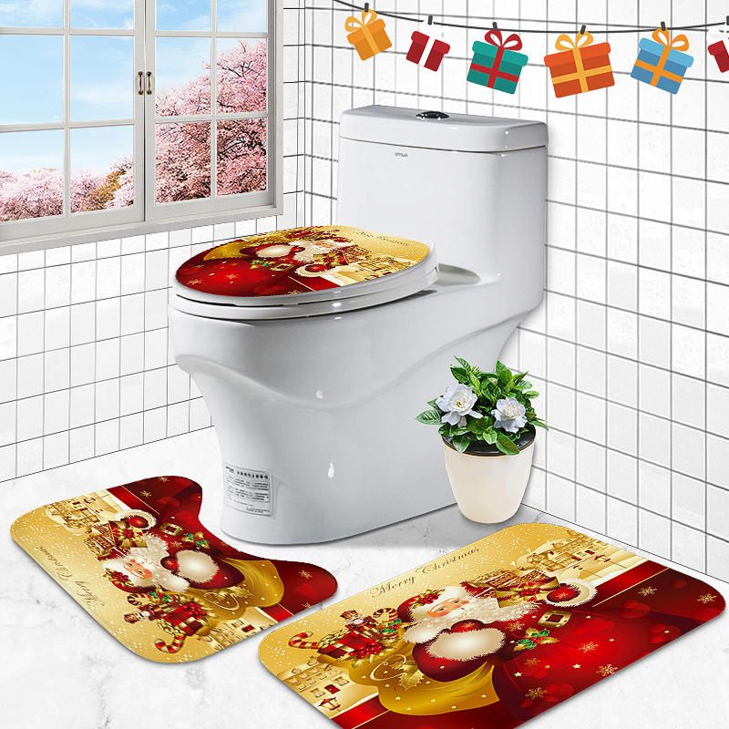 Djed Božićnjak Vodootporne Navlake Za Wc Školjke Prostirke Neklizajuće Set Prostirki Za Kupaonicu Print Home Decor