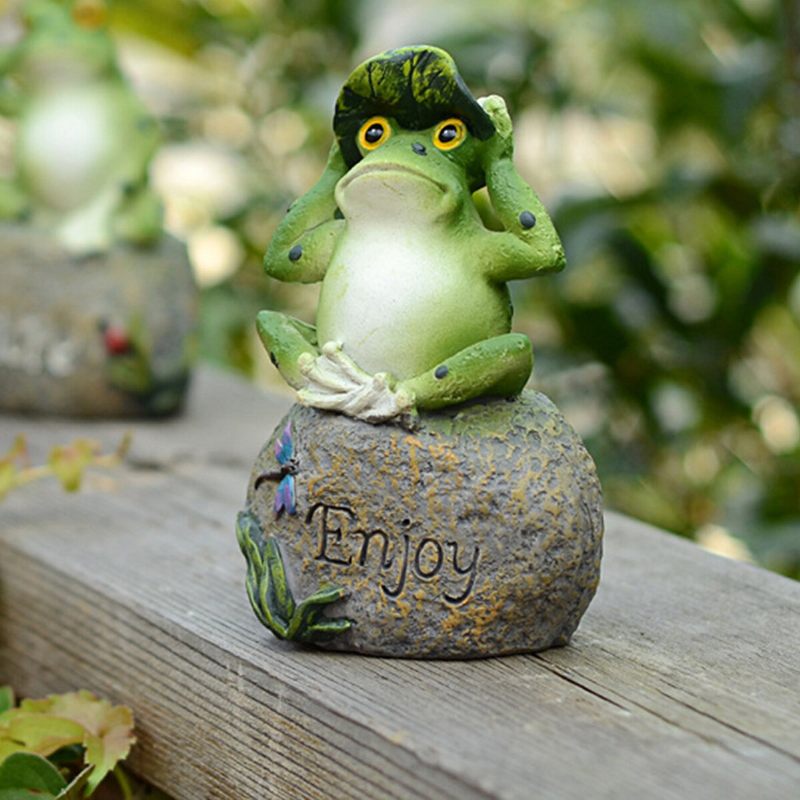 1pc Peace Hope Enjoy Frogs Fairy Garden Statue Umjetničke Figurice Ornament Za Vanjsku Terasu