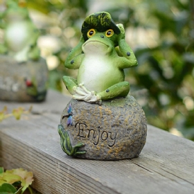 1pc Peace Hope Enjoy Frogs Fairy Garden Statue Umjetničke Figurice Ornament Za Vanjsku Terasu