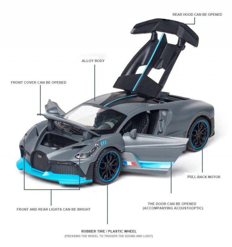 Aluminijski Sportski Automobil Bugatti Divo Otvorena Vrata Zvučna Svjetla