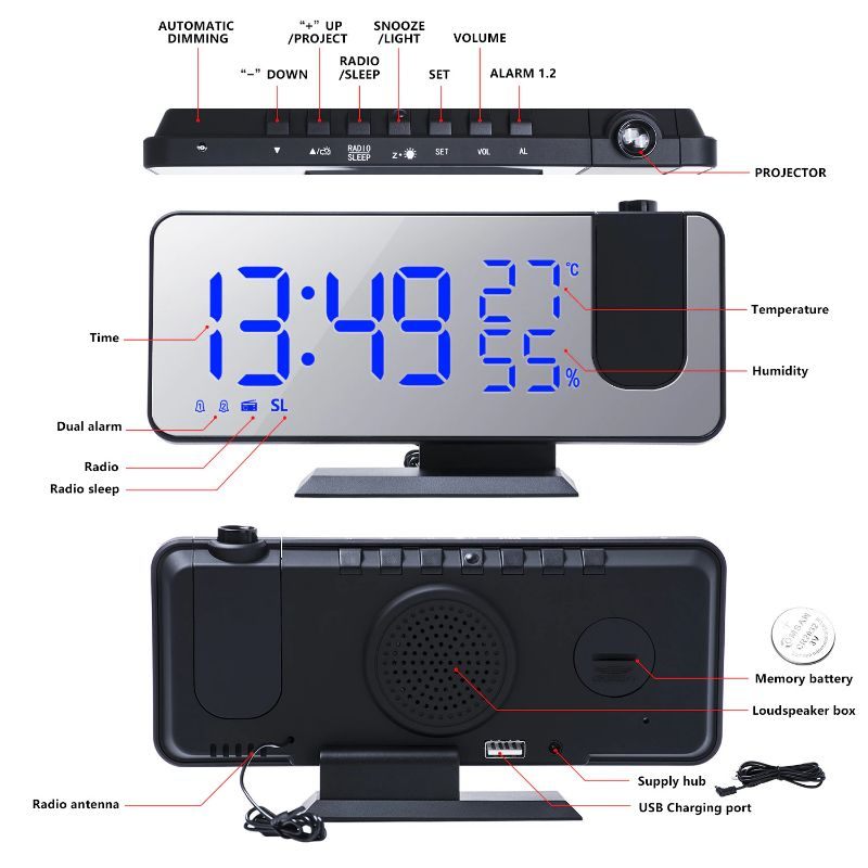 Budilica Led Fm Radio Digital Smart Blue