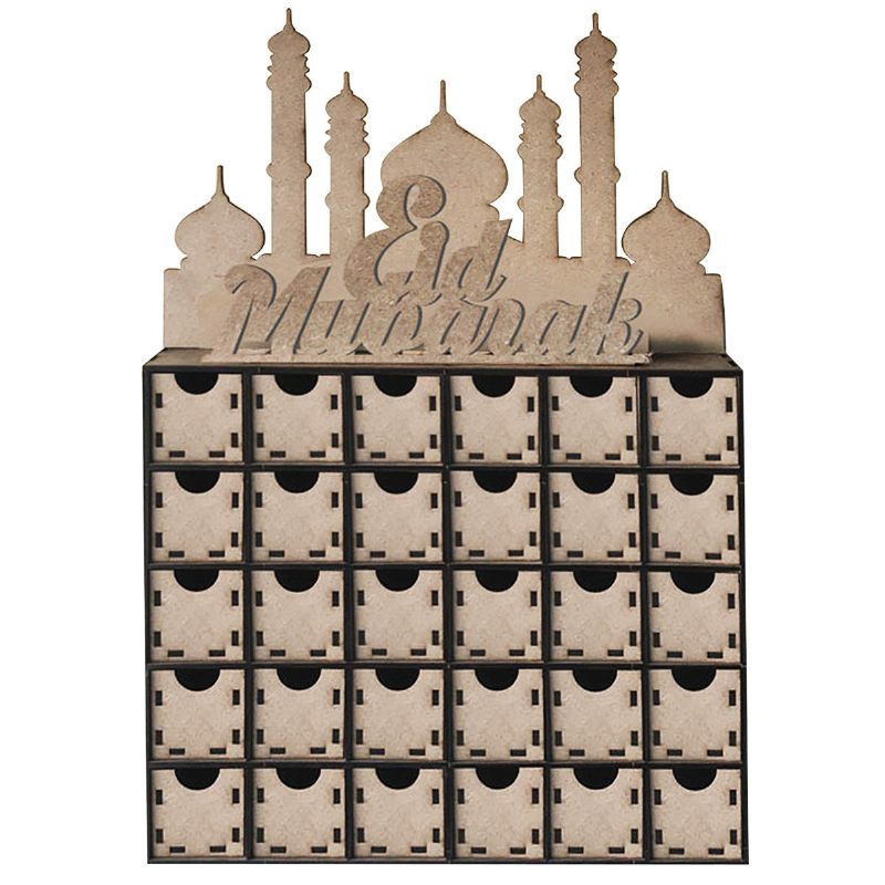 Drveni Mdf Eid Mubarak Ramadan Adventski Kalendar Kućna Ladica S Natpisom Ukrasi Za Dom