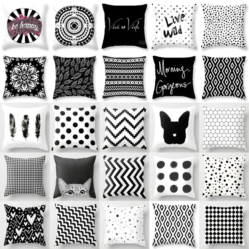 Jastučnica Crno-bijela Geometrija Vruća Moderna Dekoracija