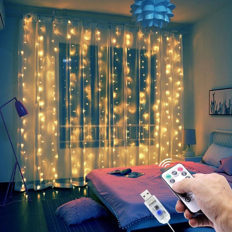 Led Vijenac Za Zavjese Usb Žičane Svjetiljke Fairy Festoon S Daljinskim Upravljačem