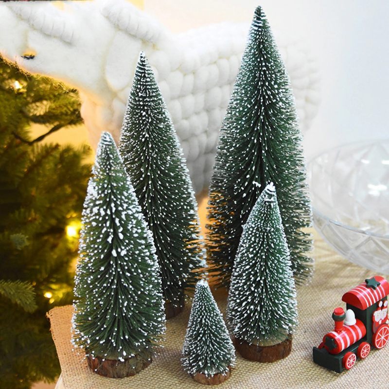 Mini Bor Božićno Drvce Umjetni Stolni Ukrasi Plastične Minijature