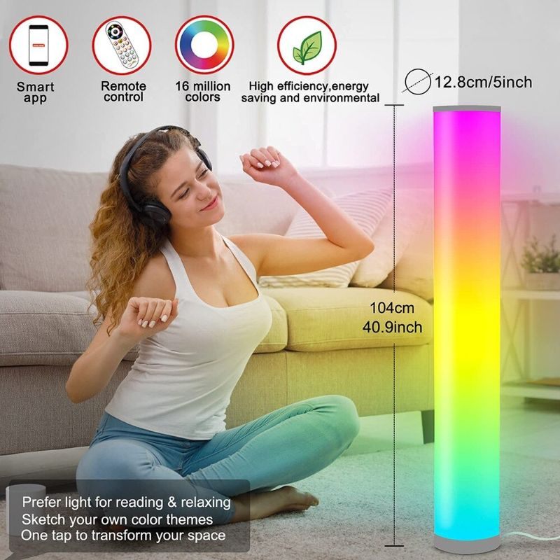 Moderna Led Cilindarska Stojeća Podna Lampa Uz Krevet Rgb16 Boja App Daljinski Usb