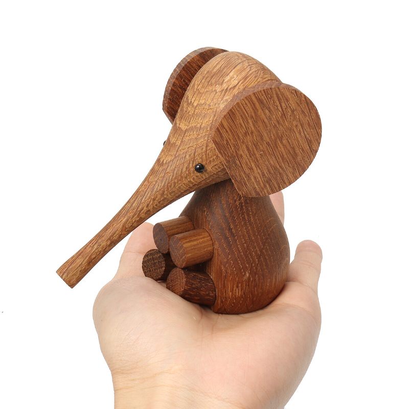 Podesiva Rukotvorina Slon Drvena Lutka-životinja Glatka Površina Ukrasi Za Dom Poklon