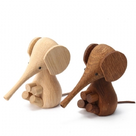 Podesiva Rukotvorina Slon Drvena Lutka-životinja Glatka Površina Ukrasi Za Dom Poklon