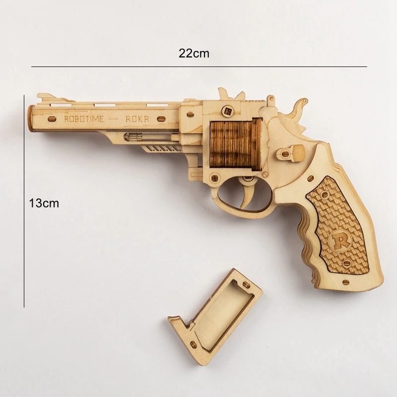 Puzzle Gumica Gun Model Igračka Bullet 3d Drveni