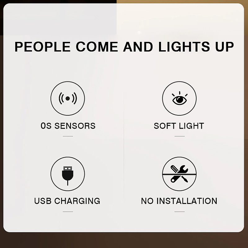 Senzor Pokreta Noćna Svjetiljka Dekoracija Spavaće Sobe Svjetla Usb Punjenje