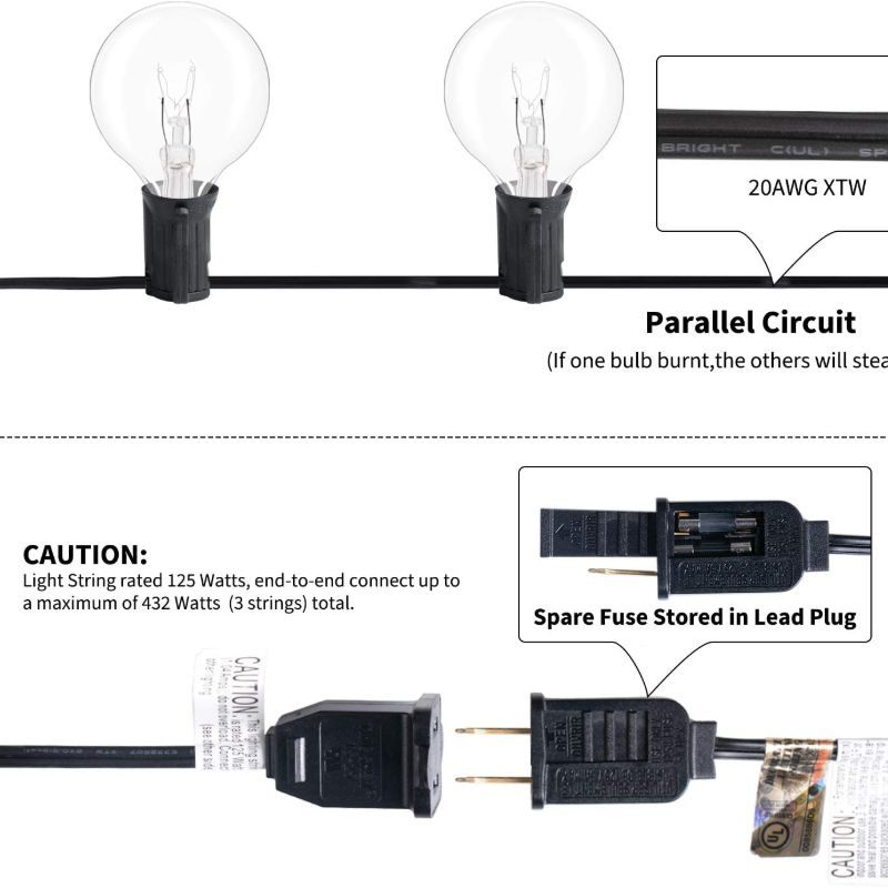 Vanjska Svjetla U Nizu 25 Stopa Globe Patio Lights