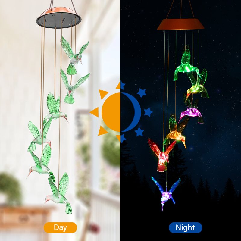 Wind Chime Solarni Hummingbird Chimes Vanjsko/unutarnje Svjetlo Koje Mijenja Boju Led Solarno Poklon Za Mame I Bake Za Uređenje Dvorišta