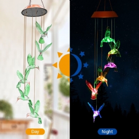 Wind Chime Solarni Hummingbird Chimes Vanjsko/unutarnje Svjetlo Koje Mijenja Boju Led Solarno Poklon Za Mame I Bake Za Uređenje Dvorišta