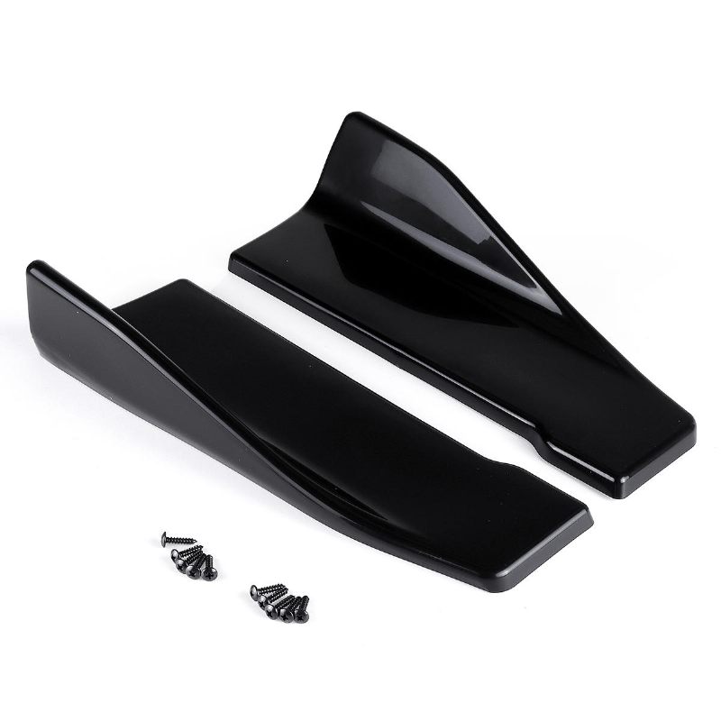 2pcs 35cm Crne Univerzalne Bočne Suknje Automobila Stražnji Branik Winglet Pregače S Razdjelnikom Za Usne