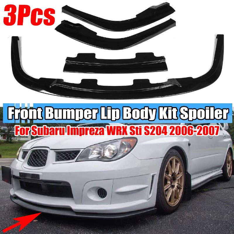 Za Subaru Imprezu Wrx Sti S204 2006-2007 Sjajni Crni Prednji Branik Spojler Za Usne Preklopni Poklopac Trim Body Kit 3pcs