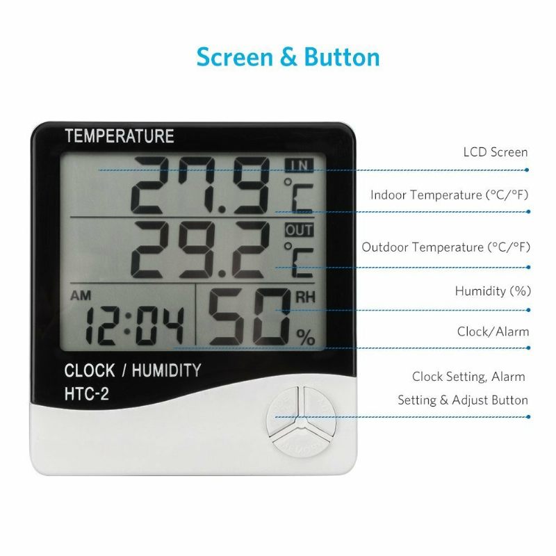 Digitalni Higrometar Lcd Temperatura Vlažnost 3m Kabel Sonde Veliki Zaslon