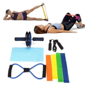 8kom Kućna Teretana Fitness Set Kotač Za Trbušne Mišiće 8 Oblika Otpornih Traka Yoga Loop Trake Kompleti Užeta Za Preskakanje