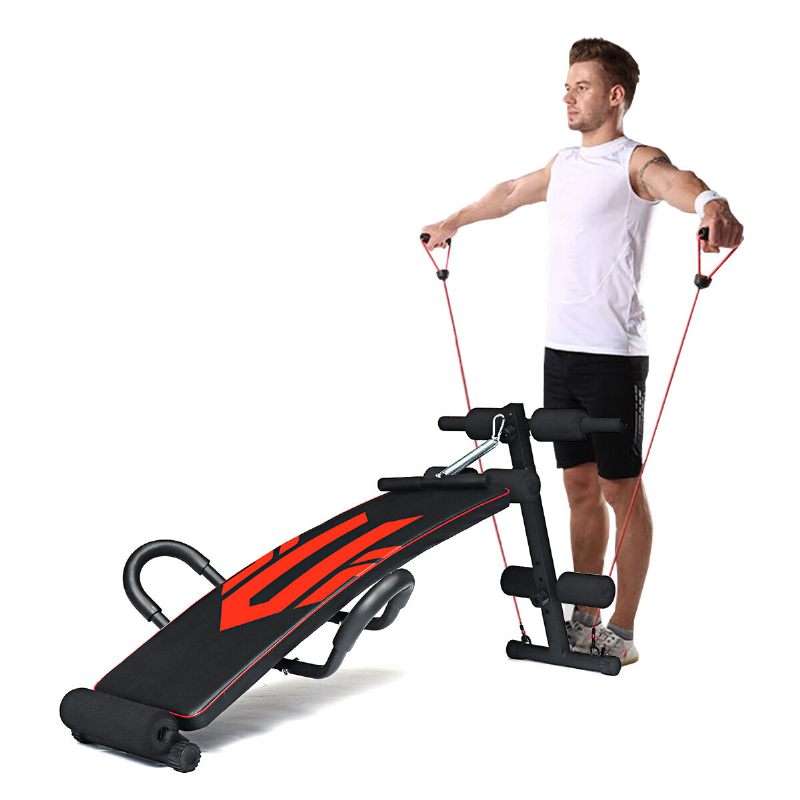 Geemax Sb-02 Podesiva Klupa Za Sjedenje S Konopcem Za Fitness Opruga Booster Nasloni Za Ruke Za Sklekove Za Produženje Leđa Kućni Fitnes Sport Sprava Za Trbušni Trening