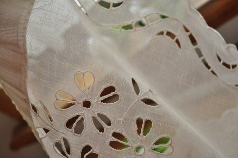 1 Kom. Elegantna Prozirna Bež Zavjesa Od Gaze Izdubljena Sa Sakura Cvijetom