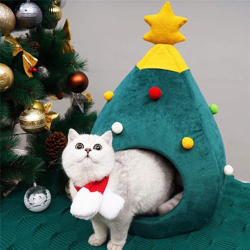 Christmas Tree Cat Litter Kennel Winter Warm Pet Nest Cat House Pet Supplies Pet Bed