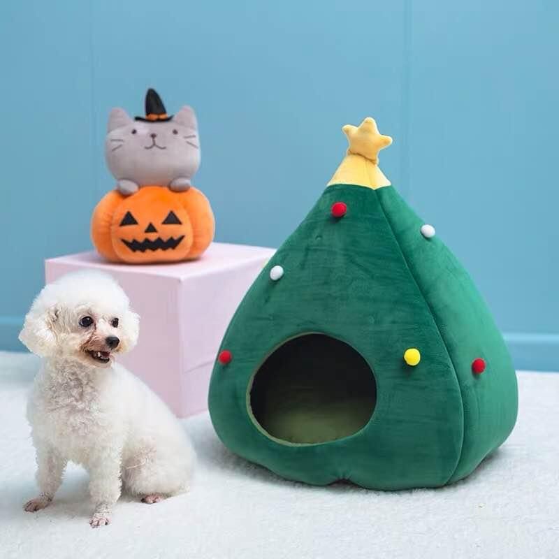 Christmas Tree Cat Litter Kennel Winter Warm Pet Nest Cat House Pet Supplies Pet Bed