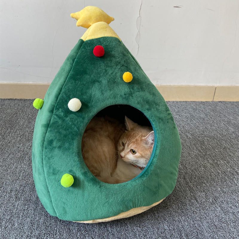 Christmas Tree Cat Litter Kennel Winter Warm Pet Nest Cat House Pet Supplies Pet Bed