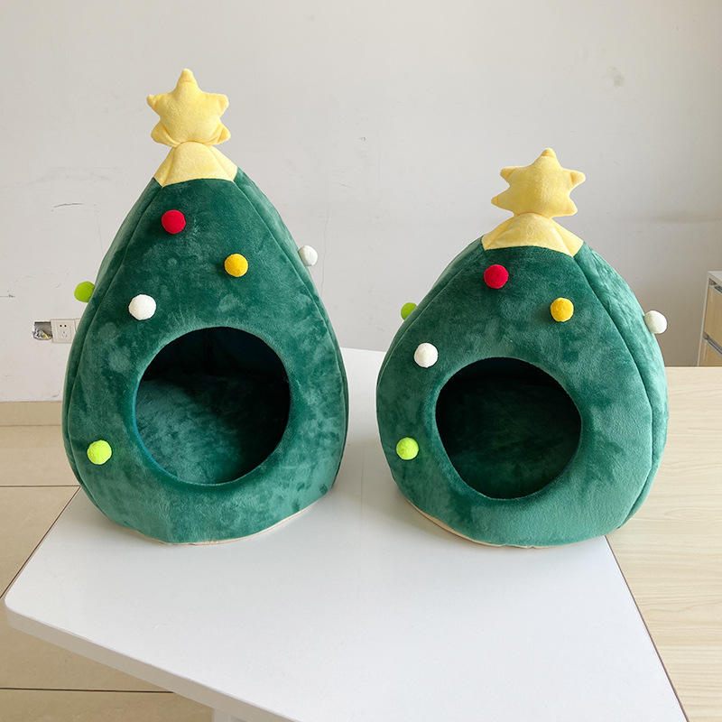 Christmas Tree Cat Litter Kennel Winter Warm Pet Nest Cat House Pet Supplies Pet Bed