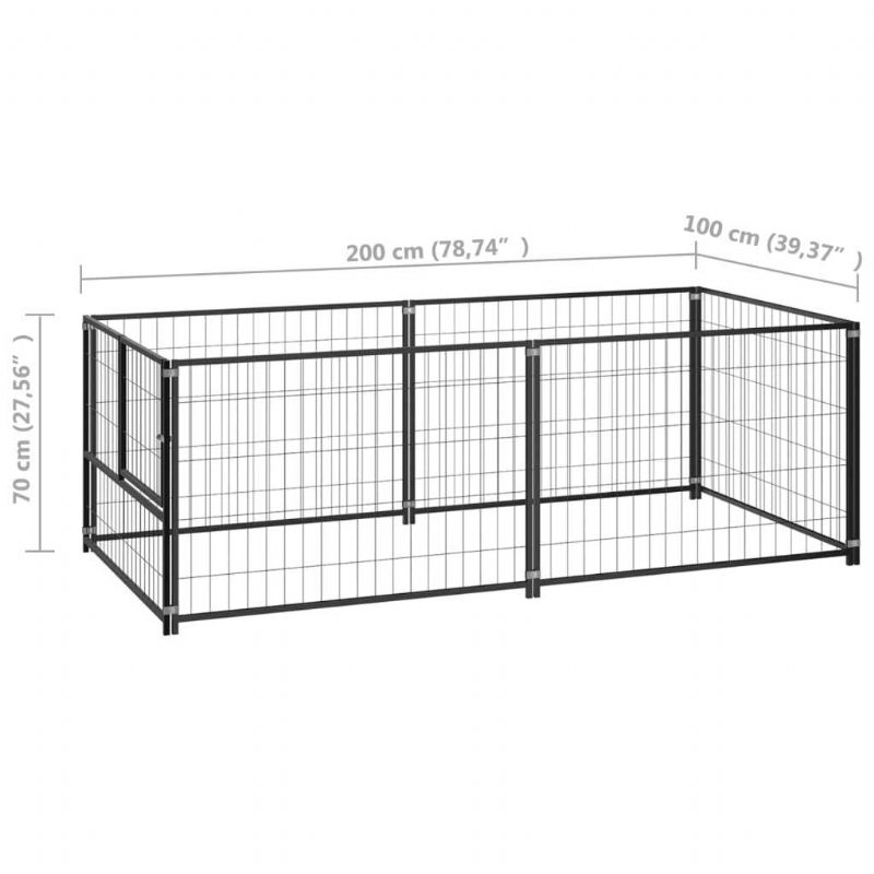 Eu Direct Vidaxl 150790 Vanjska Kućica Za Pse Crna 200x100x70 cm Čelična Kavez Sklopivo Štene Mačke Spavanje Metalna Dječja Igraonica Vježbe Trening Noćna Posuda Oprema Za Kućne Ljubimce