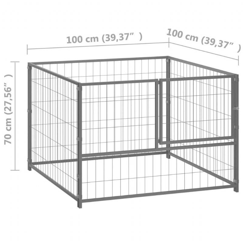 Eu Direct Vidaxl 150792 Vanjska Kućica Za Pse Srebrna 100x100x70 cm Čelična Kavez Sklopivo Štene Mačke Spavanje Metalna Igralište Vježbe Trening Noćna Posuda Oprema Za Kućne Ljubimce