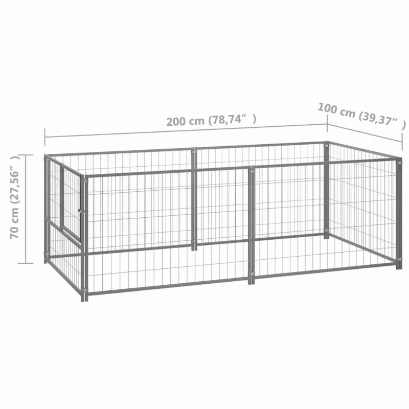 Eu Direct Vidaxl 150793 Vanjska Kućica Za Pse Srebrna 200x100x70 cm Čelična Kavez Sklopivo Štene Mačke Spavanje Metalna Igralište Vježbanje Noćna Posuda Oprema Za Kućne Ljubimce