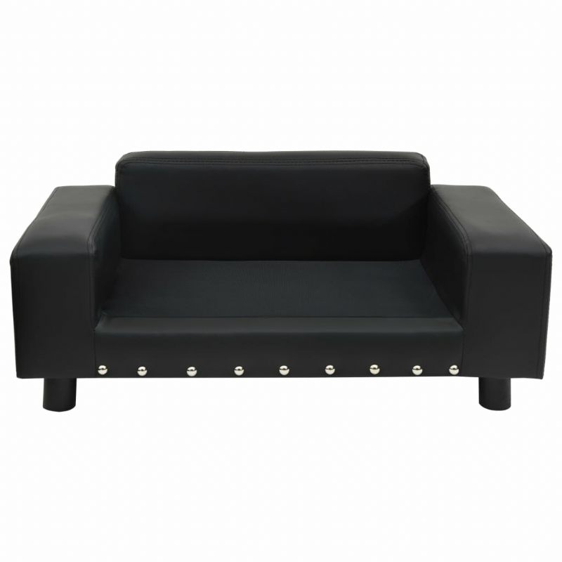 Sofa Za Pse Crna 31.9" X 16.9" X 12.2" Pliš I Umjetna Koža