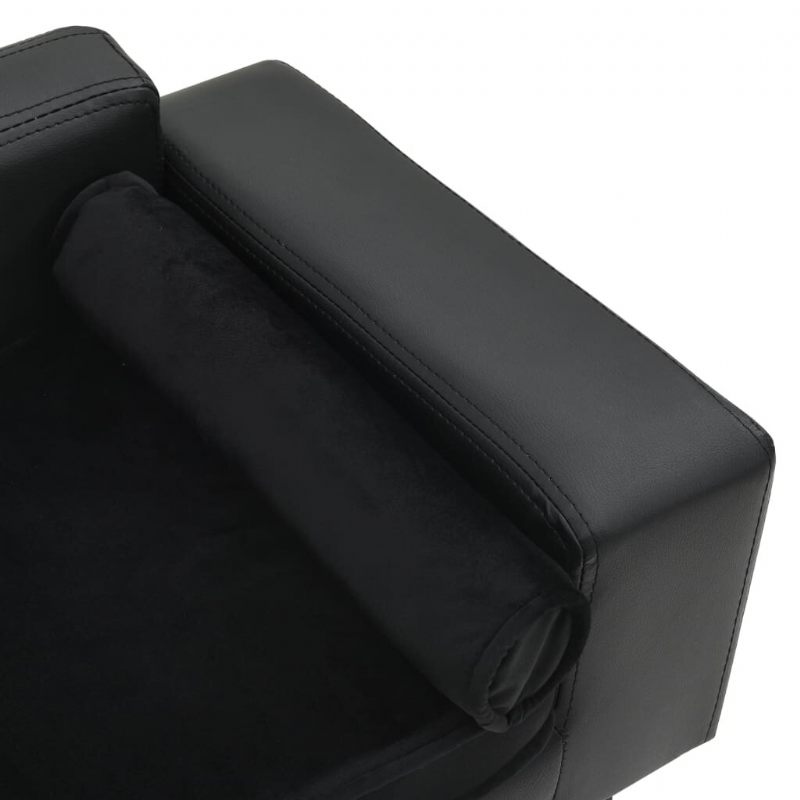 Sofa Za Pse Crna 31.9" X 16.9" X 12.2" Pliš I Umjetna Koža