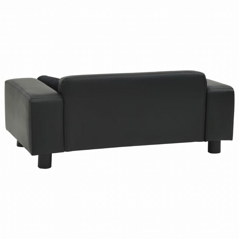 Sofa Za Pse Crna 31.9" X 16.9" X 12.2" Pliš I Umjetna Koža