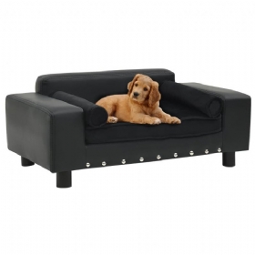 Sofa Za Pse Crna 31.9" X 16.9" X 12.2" Pliš I Umjetna Koža