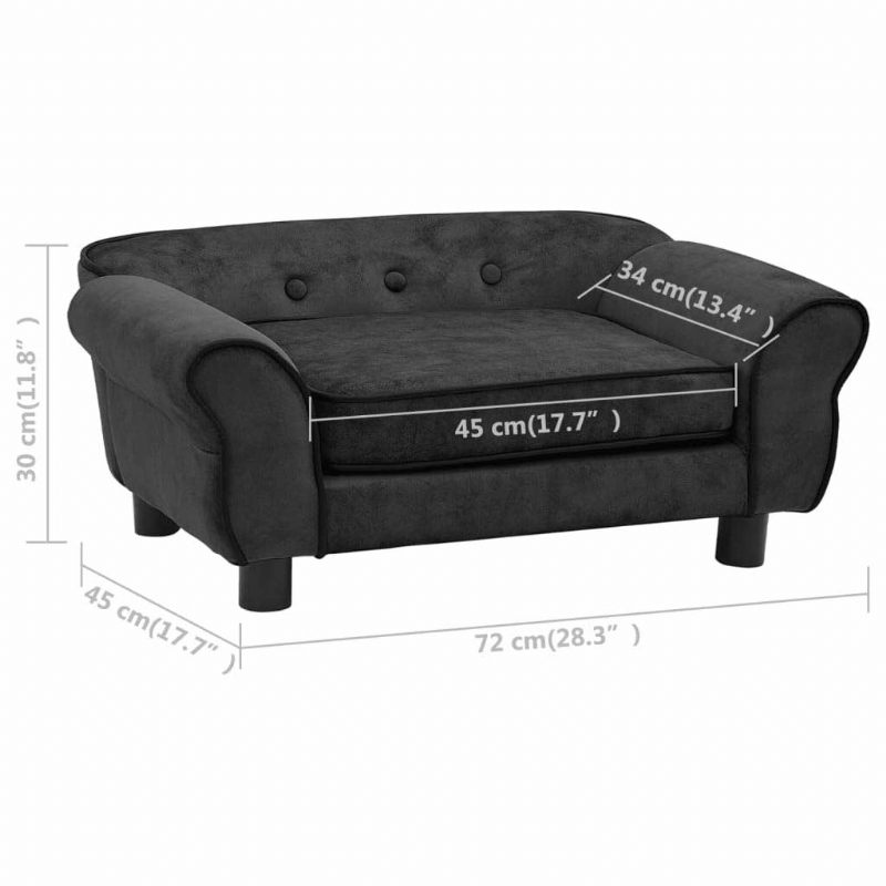 Sofa Za Pse Tamno Siva 28.3" X 17.7" X 11.8" Pliš