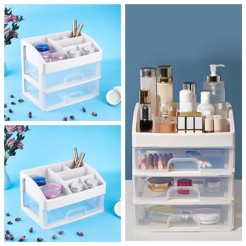 1/2/3 Sloja Clear Desktop Comestics Makeup Storage Ladica Organizator Box Container