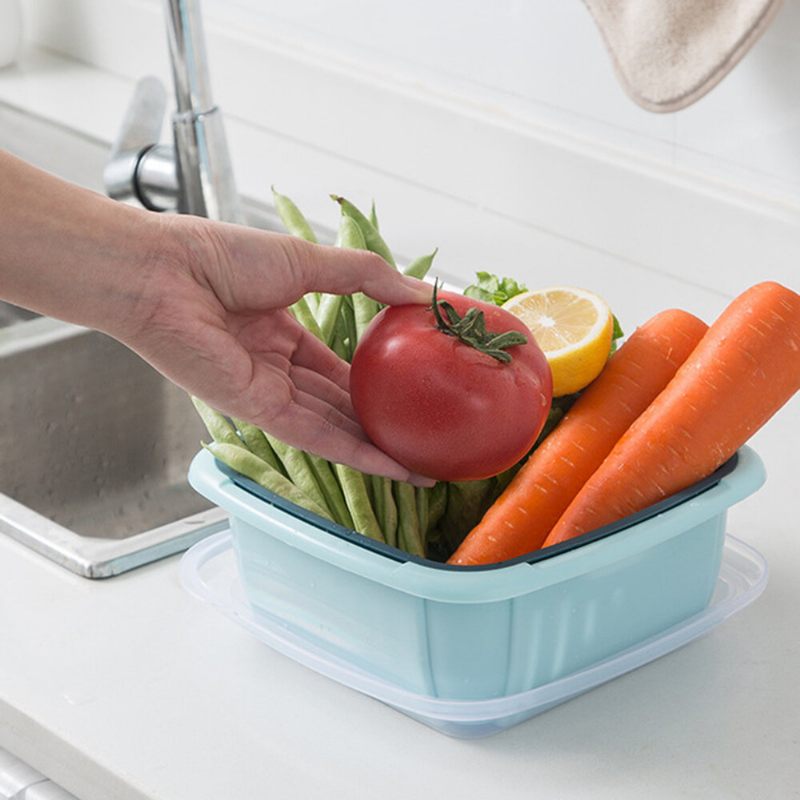 Dvoslojna Odvodna Košara Brzi Odvod Za Pranje Voća I Povrća Kuhinjske Ladice Za Odlaganje Kutije Za
