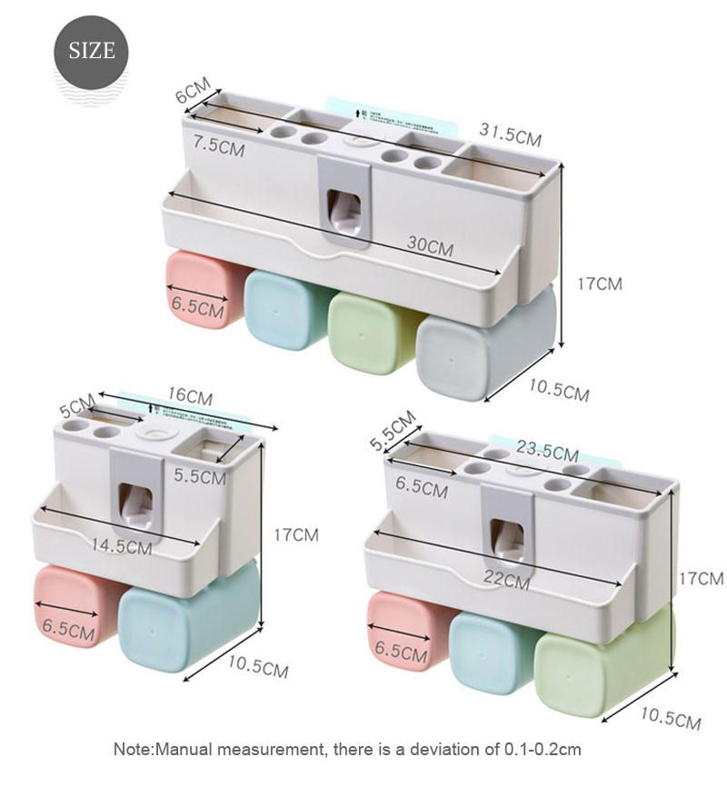 Set Držača Četkice Za Zube Potrepštine Za Pohranu Štedi Prostor Bez Bušilice Zidni Nosač Dozator Paste Za Višenamjenski Utori Snažan Držač Za Kupaonicu Bez Tragova