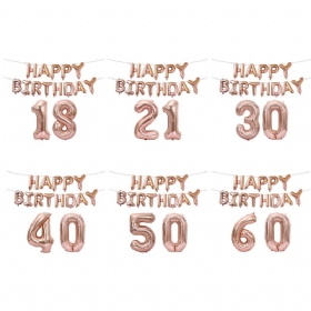 18/21/30/40/50/60. Rose Gold Happy Birthday Folijski Balon Banner Kit Dekoracije Za Zabavu