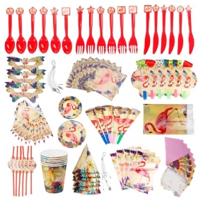 84pcs Flamingo Kids Birthday Party Set Posuđa Dekorativni Tanjuri Maska Papirna Kutija Igračke Za Ukrašavanje Šalica