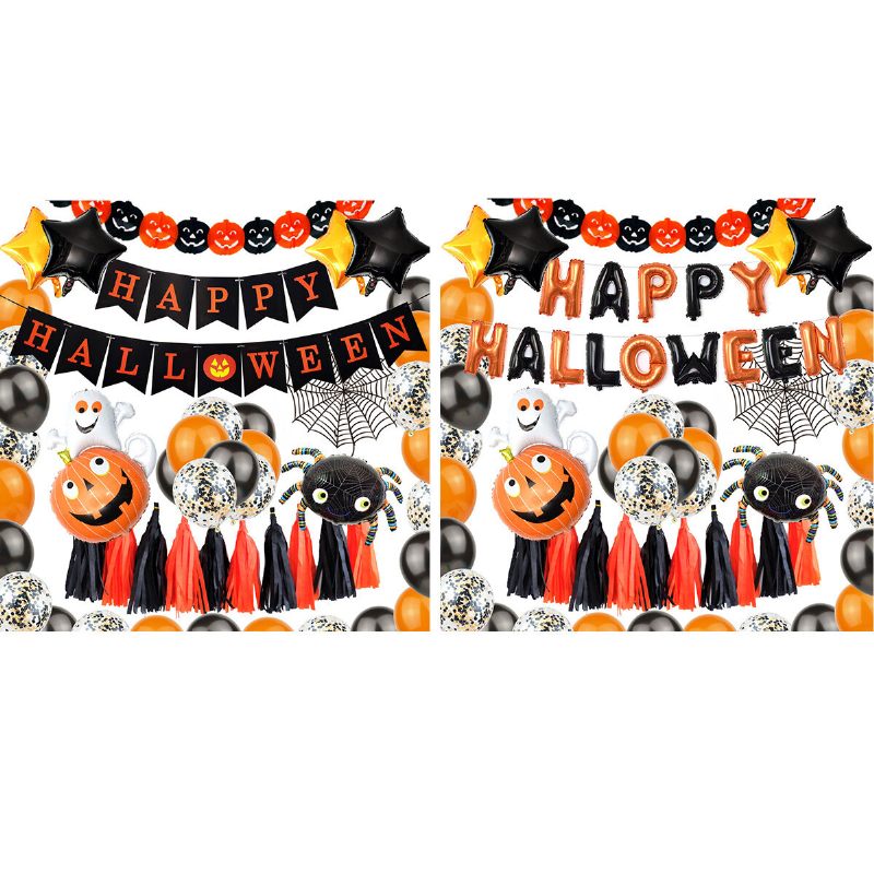 Halloween Balon Set Letter Flag Banner Ballnoon Decoration