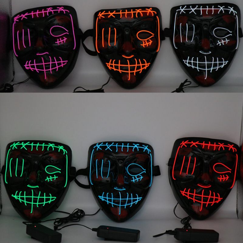 Halloween Led Višebojna Svjetleća Maska Osvijetli Masku Purge Movie Costume Party